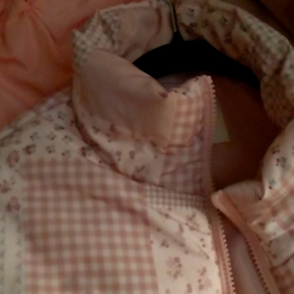 Pink Patchwork Puffer Vest Medium Cottagecore Fan… - image 4